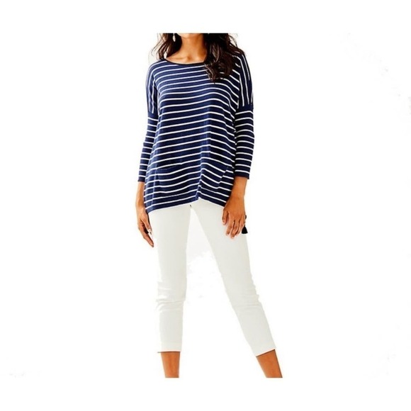 Lilly Pulitzer Tops - Lilly Pulitzer‎ nautical striped dolman fitted 3/4  length sleeves top  size XXS